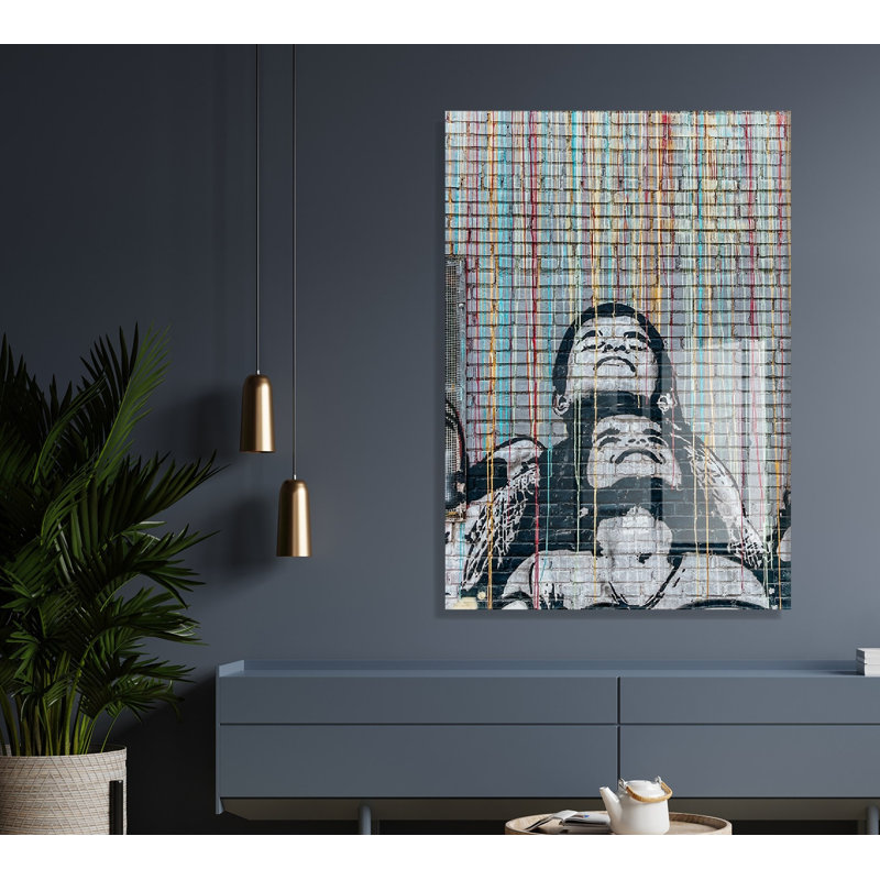 Stunning Banksy Tempered Glass Painting, 17.7 x 25.6 inches | 100% Tempered Glass, Thickness: 0.16 inches | Perfect for Modern Home Decor, Unique Art Piece, Ideal for Living Room & Office Spaces