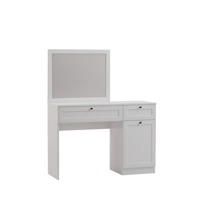 Coiffeuse de maquillage avec miroir et armoire, blanc
