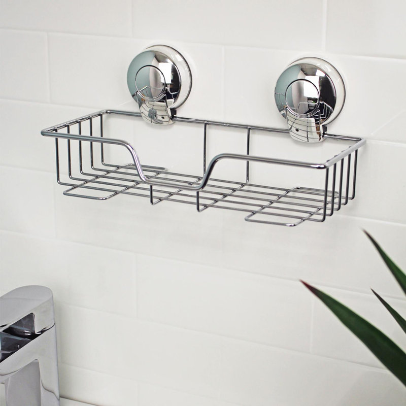 Abhinav Suction Shower Basket, Chrome