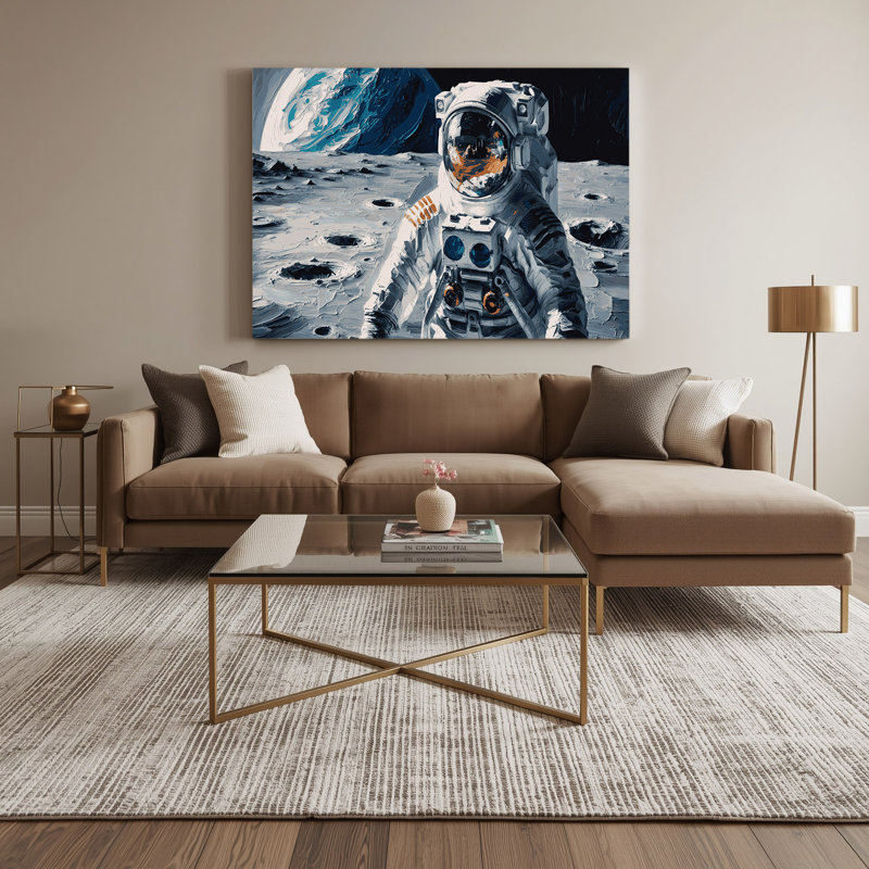 Art mural sur toile gris "Space buzz Aldrin Moon Landing", H 8 po x l 10 po