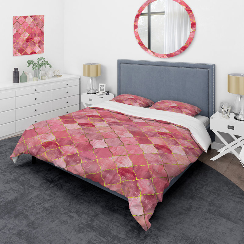 Ensemble de housse de couette moderne or rose et glamour scintillant, Housse de couette très grand et 2 très grandes t