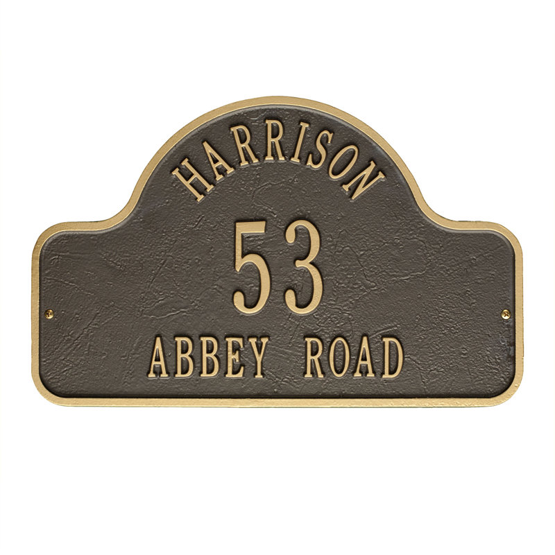 Lexy 3-Line Wall Address Plaque, Bronze/Gold, Yes