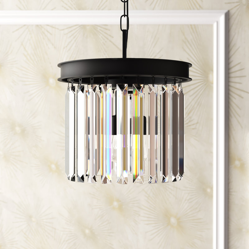 Yazmin 3 - Light Single Pendant, Clear, Matte Black