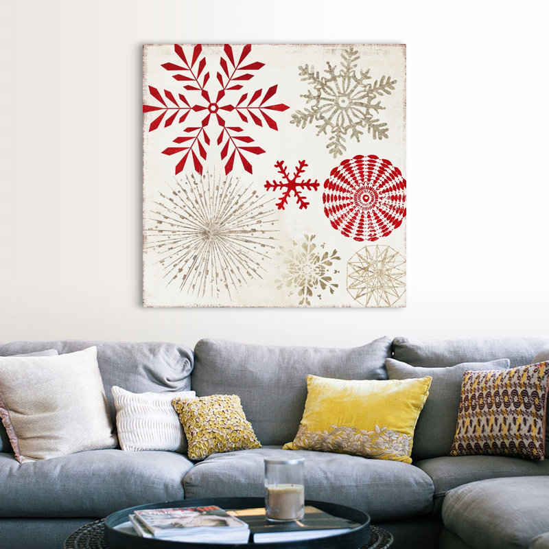 Flocons de neige de Noël-reproduction d’art sur toile, Toile tendue, H 48 po x l 48 po x P 1,25 po