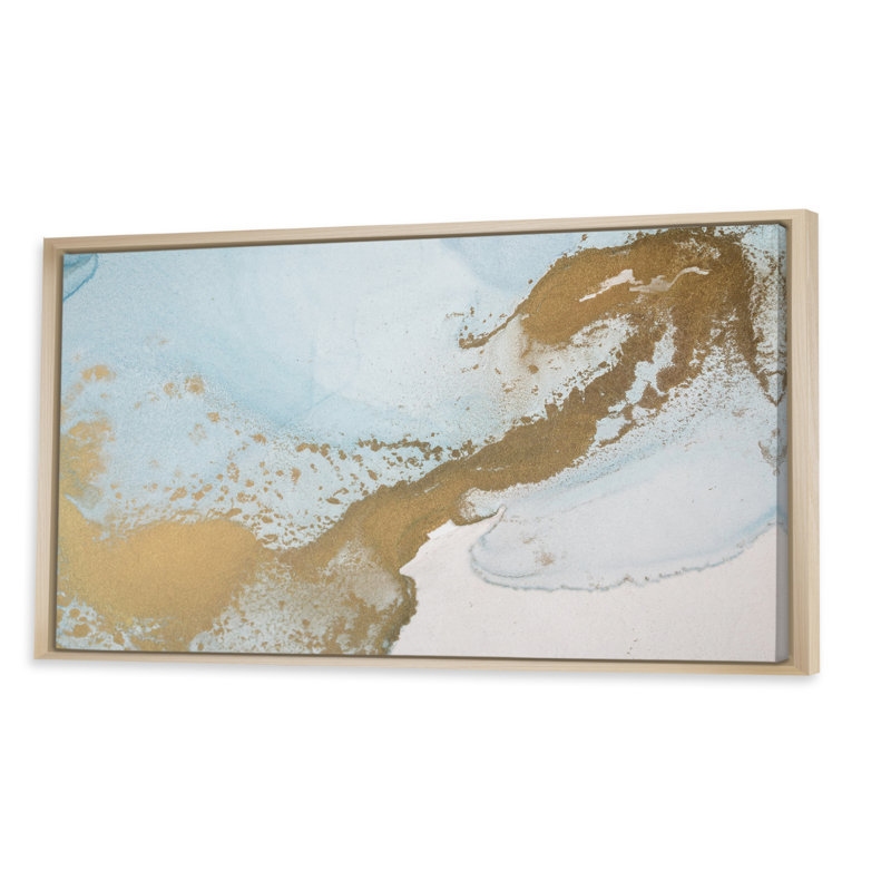 «Gold Turquoise», impression sur toile, H 8 po x l 12 po x P 1 po, Cadre brun