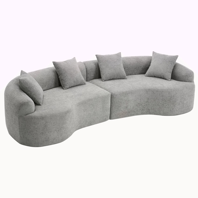 Canapé modulaire incurvé à pleine compression modulaire incurvé gris, canapé-lit en chenille haute densité 30D pour appartement, 800 lb 110 L