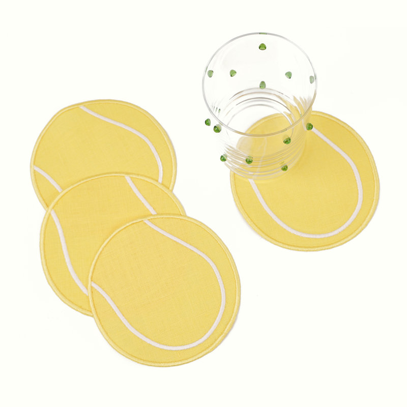 Tennis Ball Linen Cocktail Napkins - Thumbnail 4