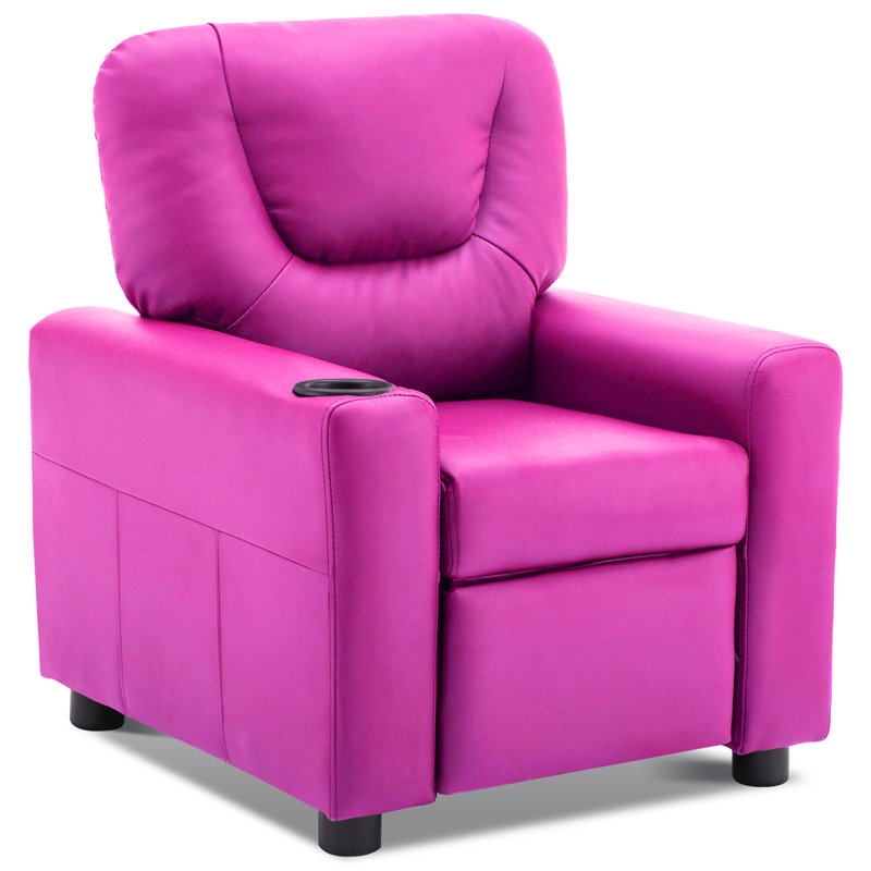 Crooms Kids Recliner Chair with Cup Holder, Pink