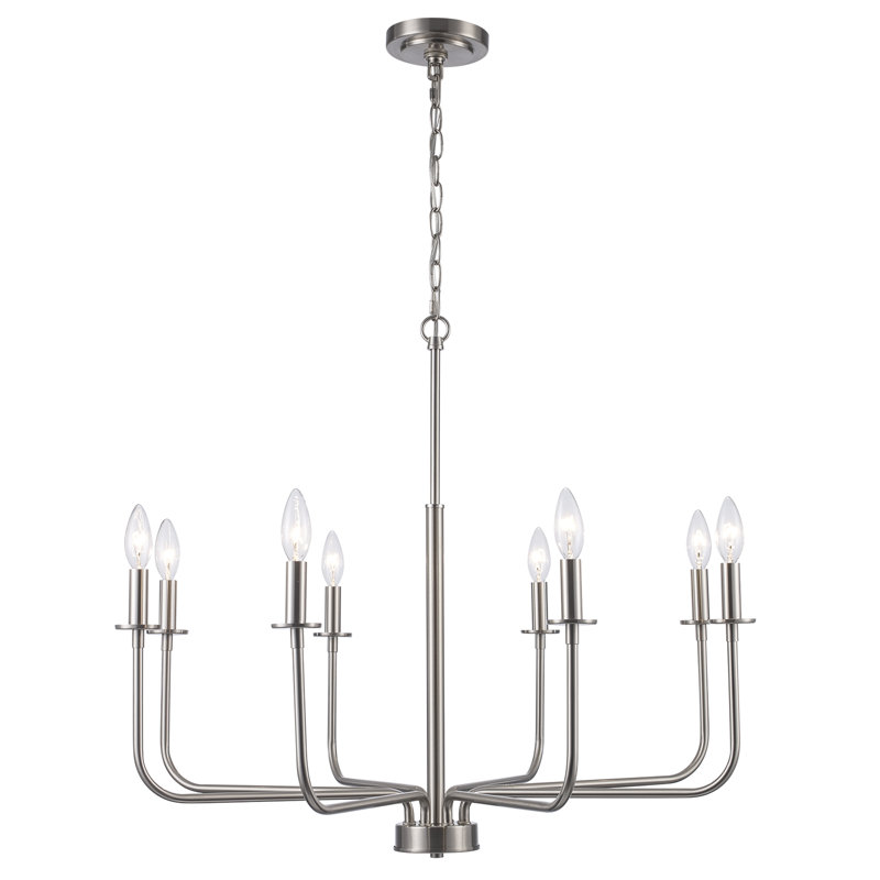 Popem - Light Candle Style Pendant, Brushed Nickel, 90.5" H x 30" W x 30" D, 8