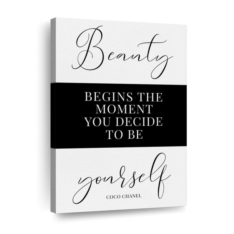 «Beauty Quotes Where Beauty Begins», reproduction sur toile, H 39 po x l 26 po x P 1,25 po