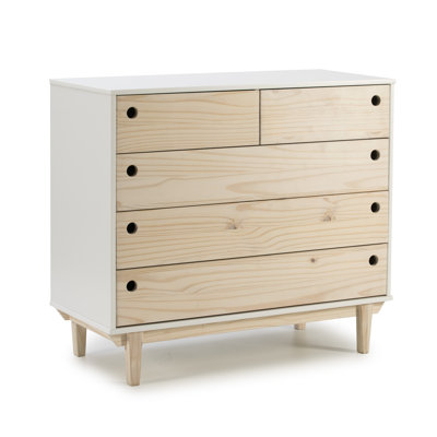 Lawrie 90cm W 5 - Drawer Chest of Drawers