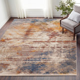Vintage Overdyed Abstract Performance Area Rug with Fringe
