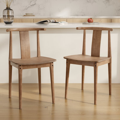 Farmhouse Wood Dining Chairs With Curved Back