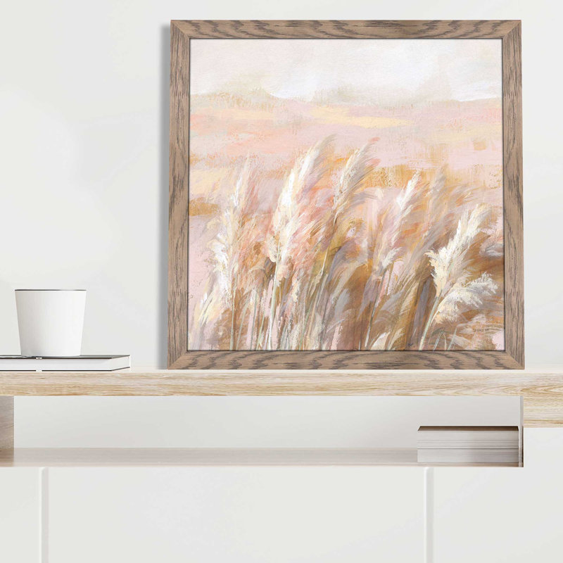 Herbes des prairies - Peinture, L 37,5 po x H 37,5 po, Encadrement brun