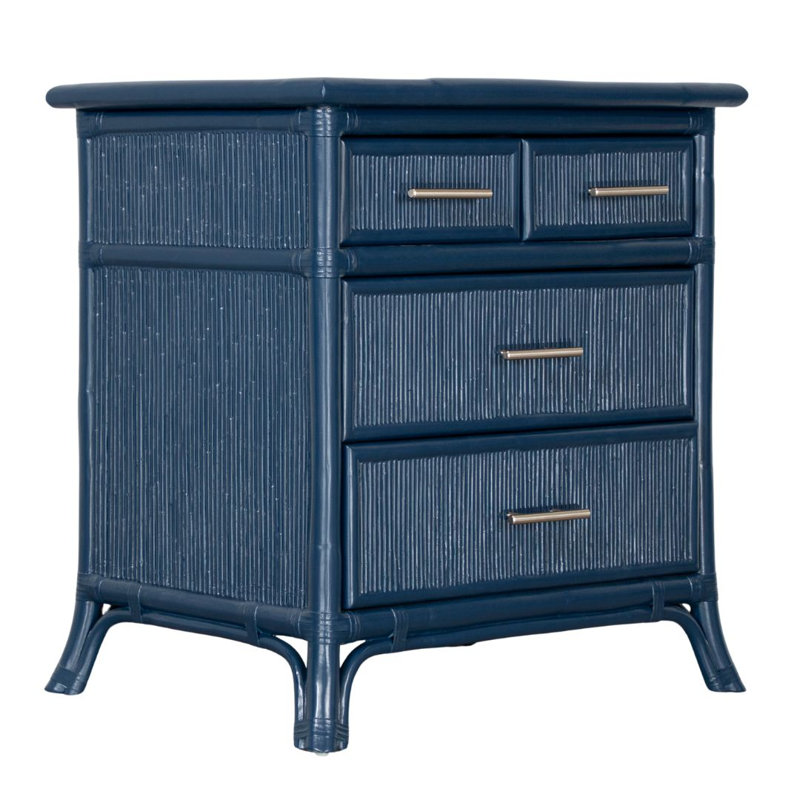 Table de chevet 4 tiroirs Bermuda, Bleu marine