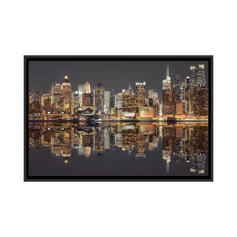 «New York V», impression sur toile, H 18 po x l 26 po x P 1,5 po, Toile avec cadre noir, Pas de tapis