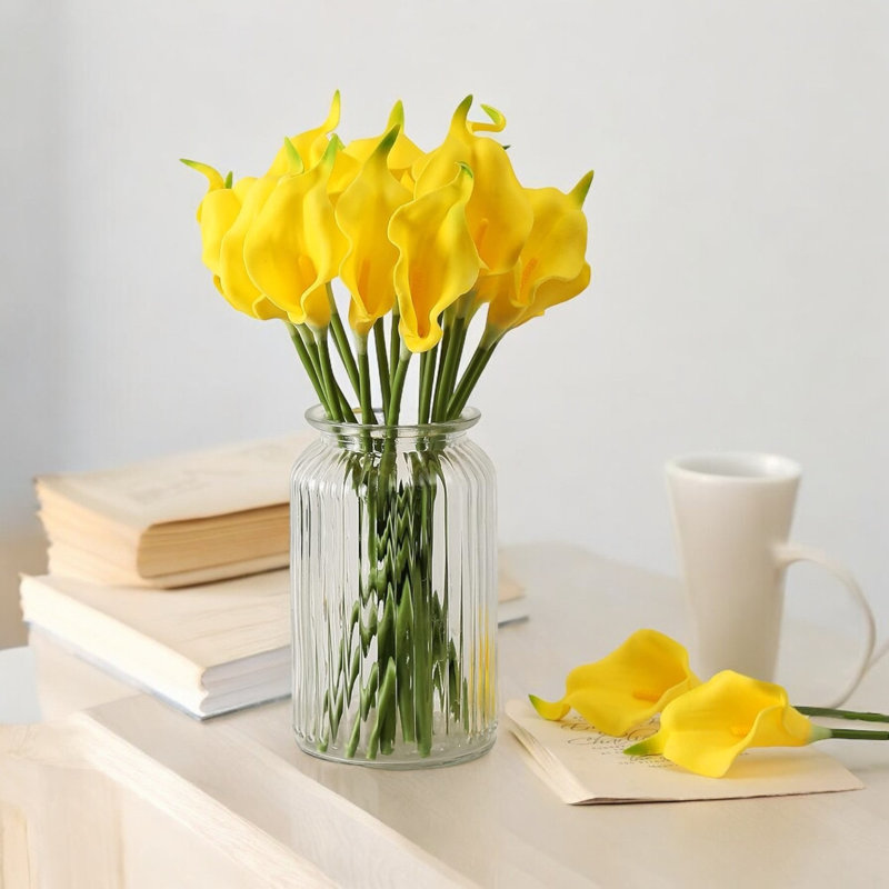 20 pièces de fleurs de lis Calla artificielles, Jaune