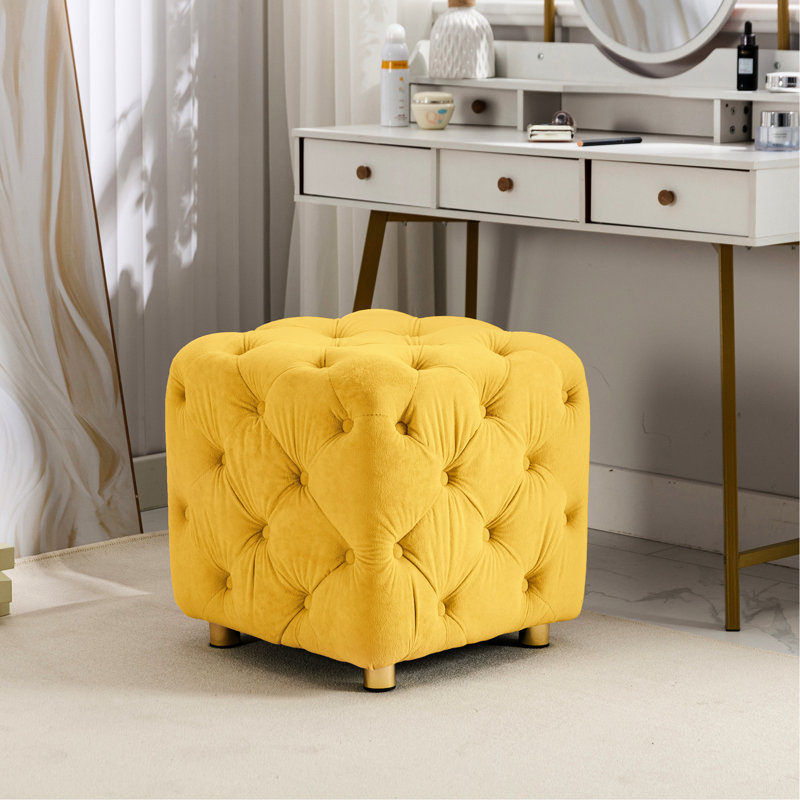 Tabouret de détente en velours jaune, Jaune
