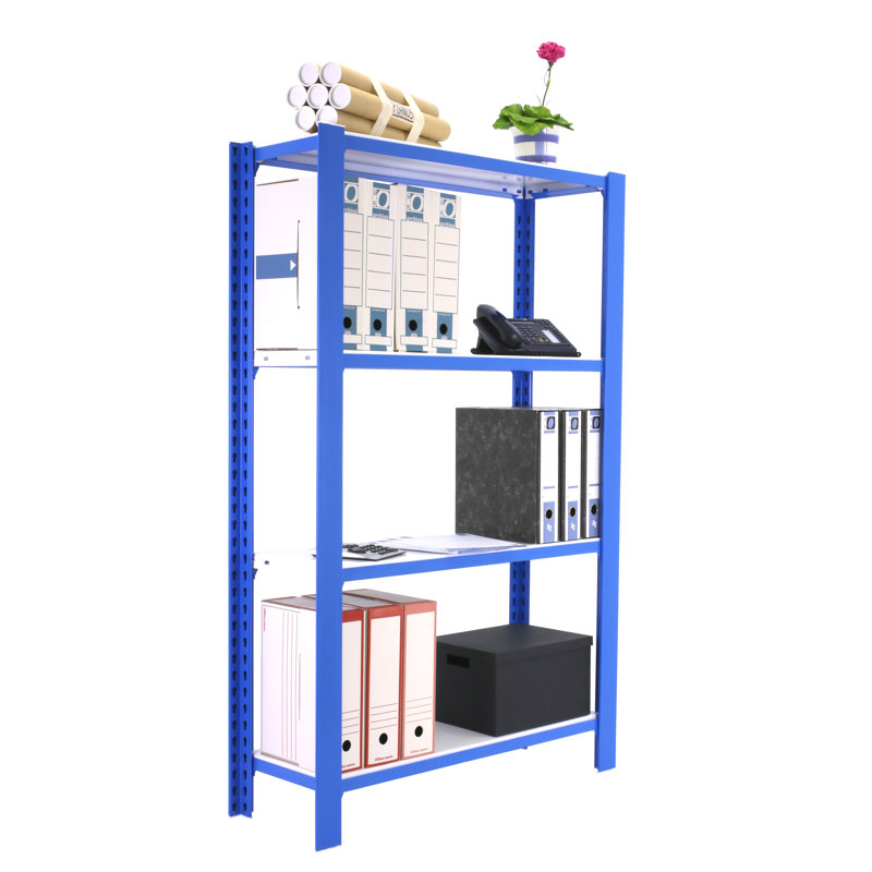 90cm W Steel Shelving Unit, Blue/White, 150cm H x 90cm W x 40cm D