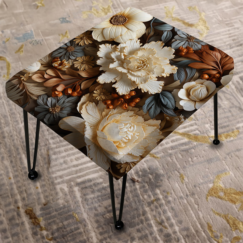 Rustic Brocade Elegance Victorian Pattern I - Floral Rectangle Ottoman