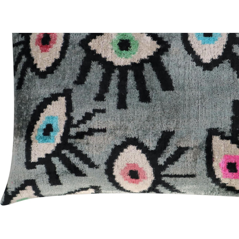 Velvet Rectangular Pillow Cover & Insert, Gray/Black