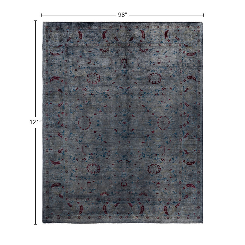 Tapis gris / rouge / bleu 8 pi 2 po x 10 pi 1 po Overyed One-of-a-Kind