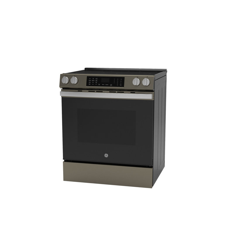 GE 30" Slide-In Electric Convection Range, Slate
