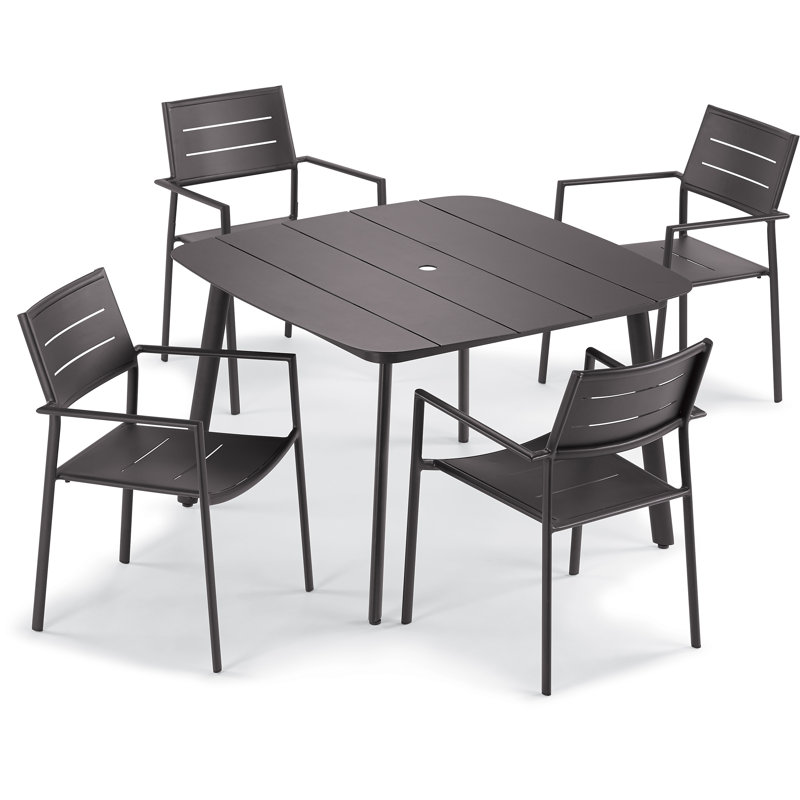 Ensemble 5 pièces de table de salle à manger et de fauteuils en aluminium Eiland