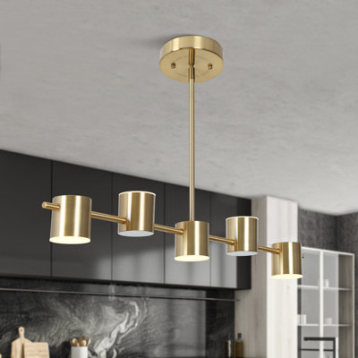 Micajah 5-Light Kitchen Island Linear Gold LED Pendant