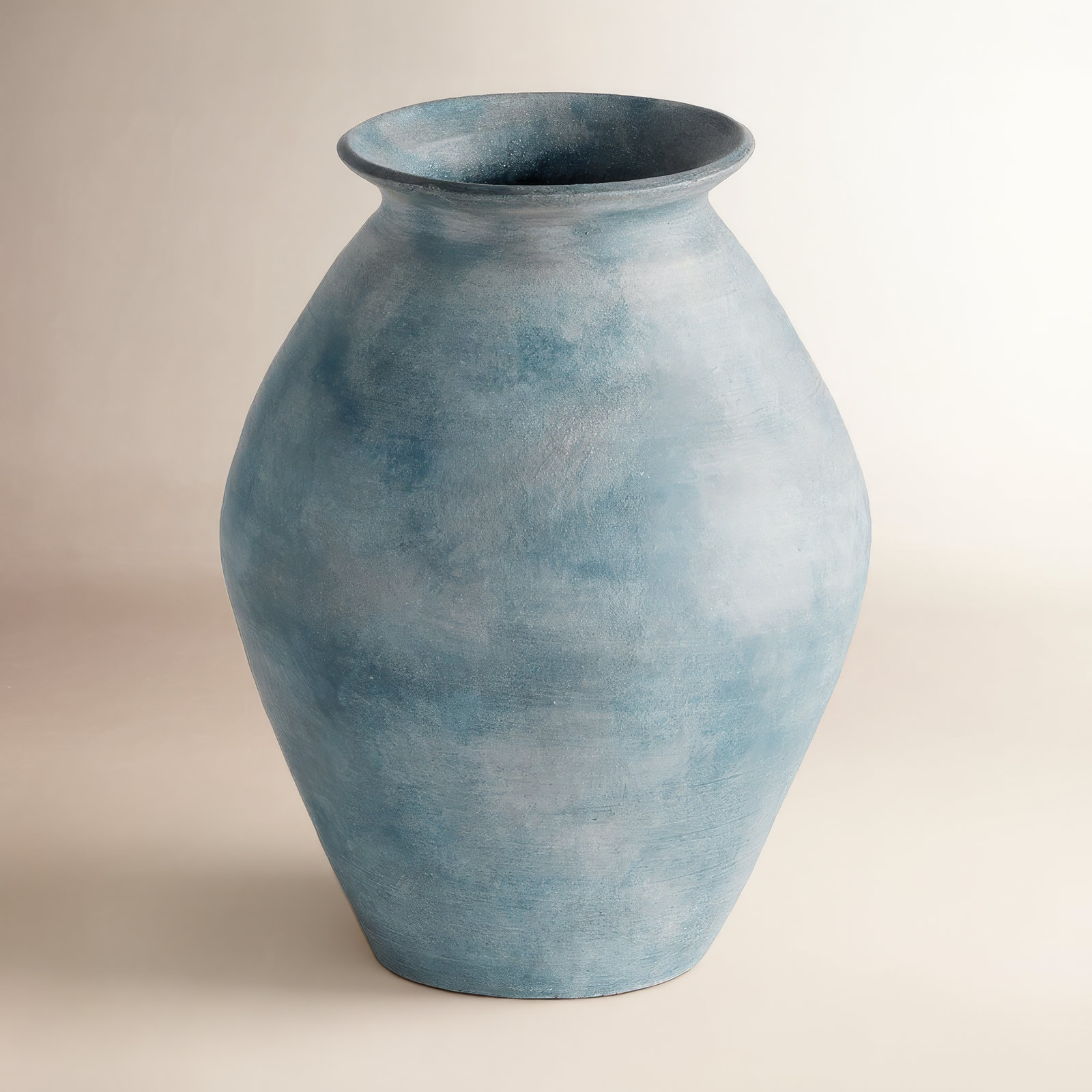 Ambretta Handmade Terracotta Table Vase, Blue, 8.75" H x 6.25" W x 6.25" D