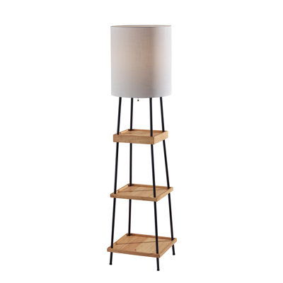 63.25'' Black Column Floor Lamp with USB