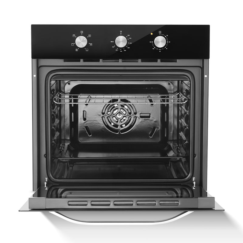 24" Built-In Electric Wall Oven with True Convection, 8 Cooking Functions, Mechanical Knob Controls & Removable Door, Black Stainless Steel