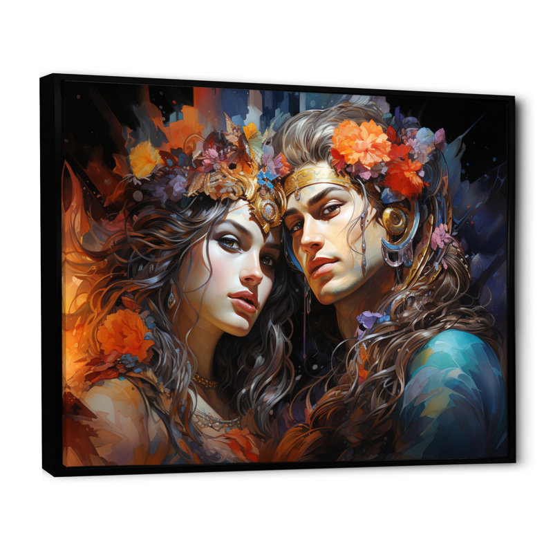 «Hinduisim Ardhanarishvaras Unity II», reproduction sur toile, H 12 po x l 20 po x P 1 po, Cadre flottant noir