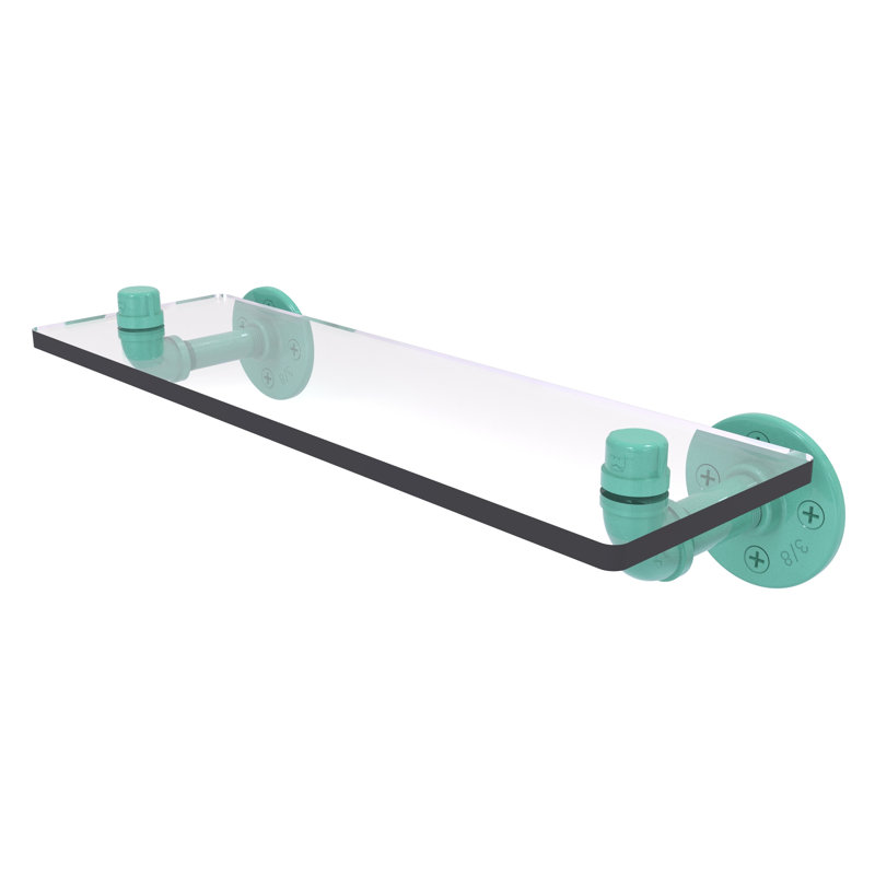 Tablette en verre de la collection Pipeline P, H 3,5 po x l 16 po x P 5,6 po, Vert écume de mer