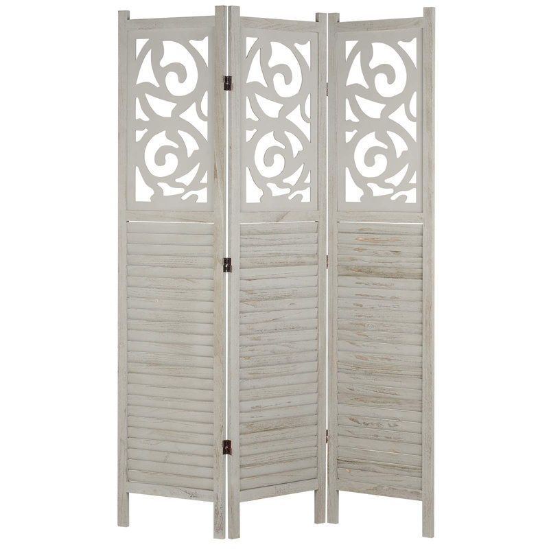 121.5cm W x 170cm H 3 - Panel Solid Wood Folding Room Divider, Grey