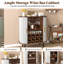 Armoire à vin cannelée avec support à vin à 8 grilles, 5 tablettes réglables, 2 porte-verres