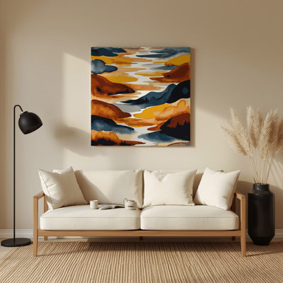 «Watercolor Landscape 73», art mural en métal brun