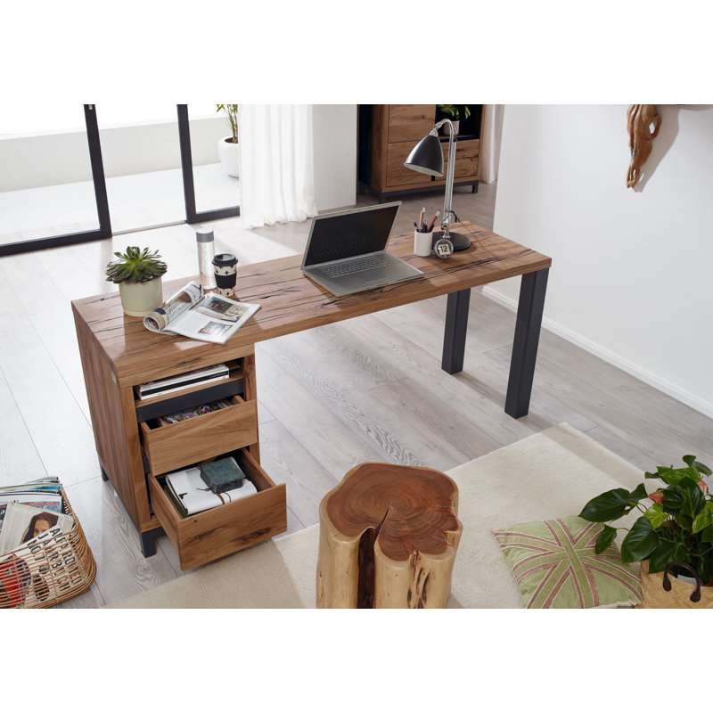 Villanders Solid Wood Writing Desk, 76cm H x 180cm W x 55cm D, Tobacco