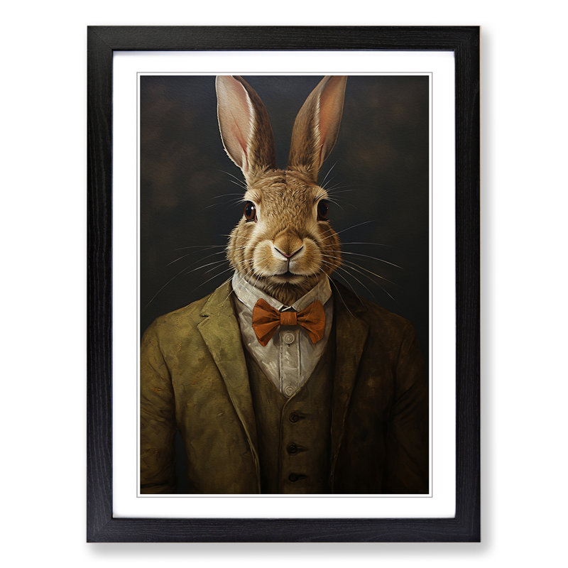 Hare in a Suit Painting No.3 - Framed Print, 46cm H x 34cm W, Black Framed
