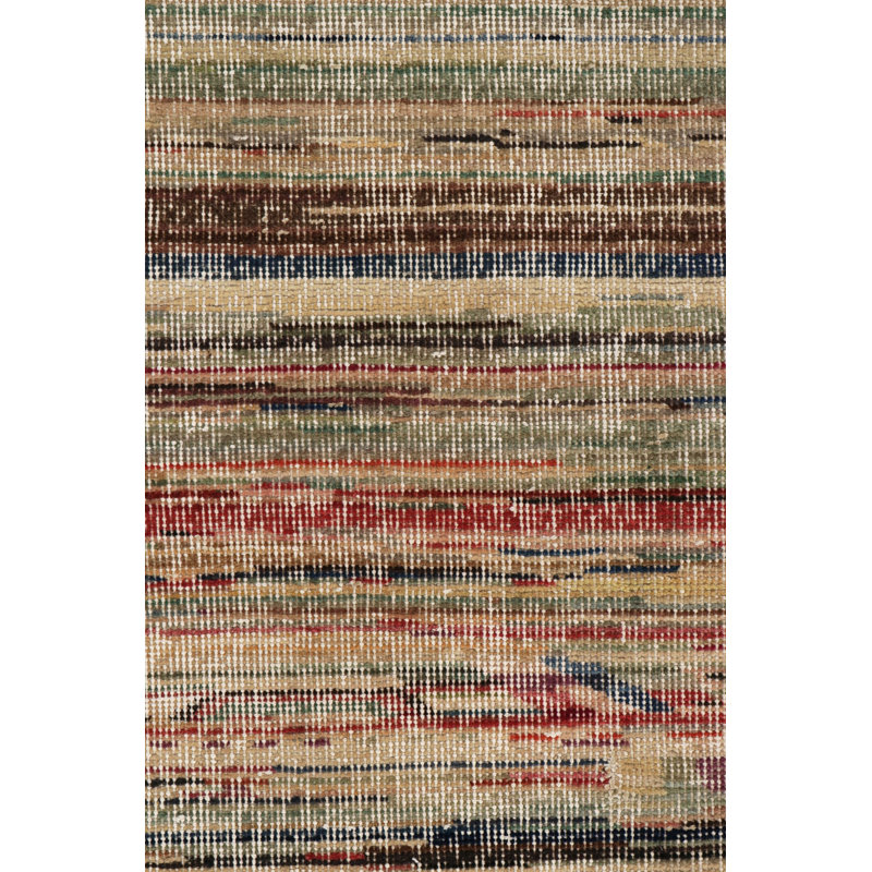 Pasha Wool Striped Area Rug in Beige/Red/Black/Brown