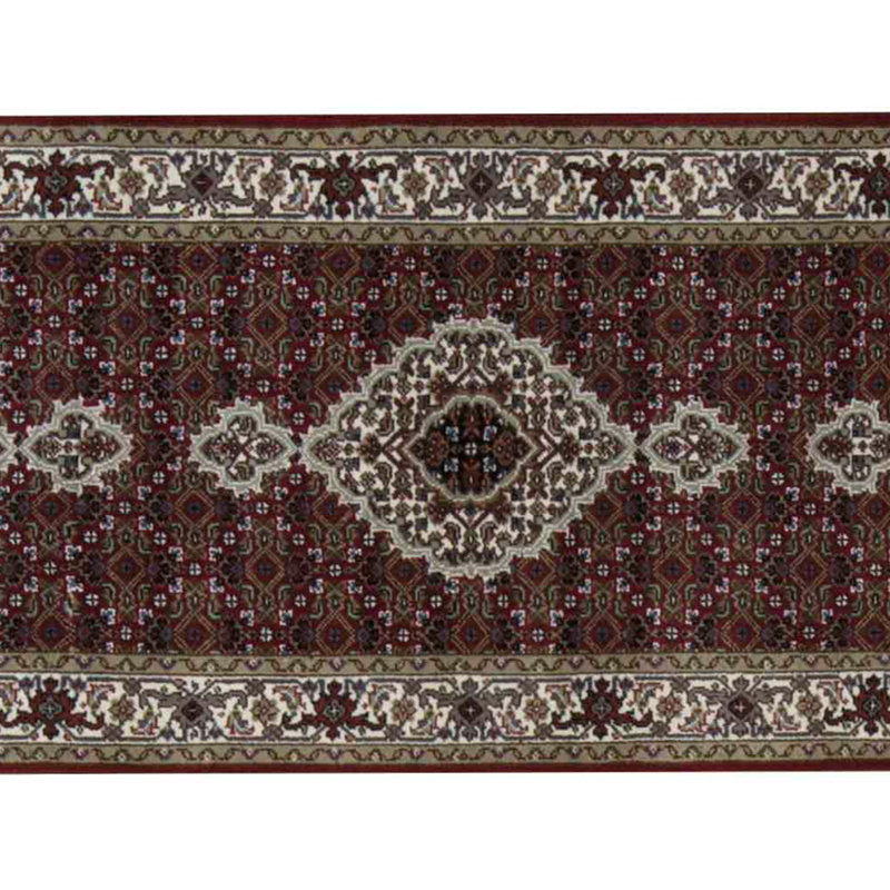 Hand-Knotted High-Quality Red and Cream Runner