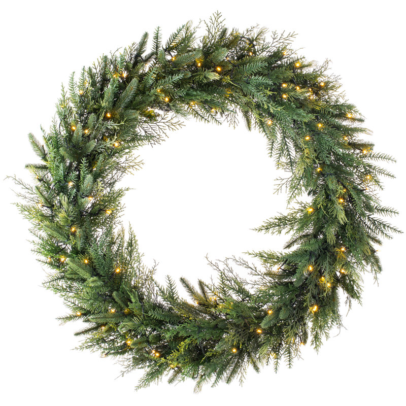 Faux Lighted Fir 100cm Wreath