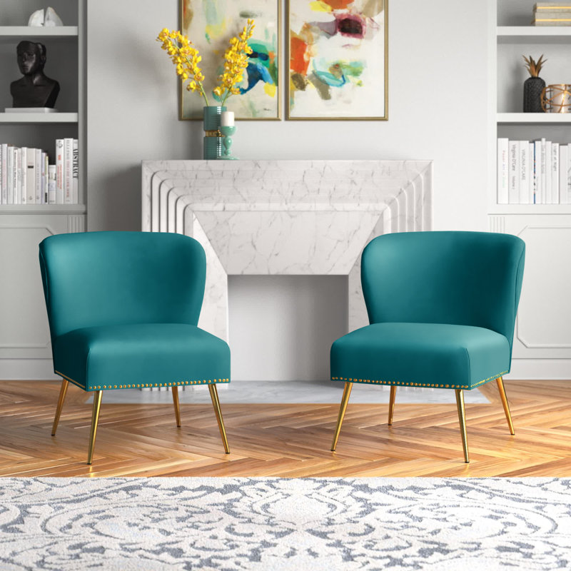 Clive Velvet Side Chair, Blue Velvet