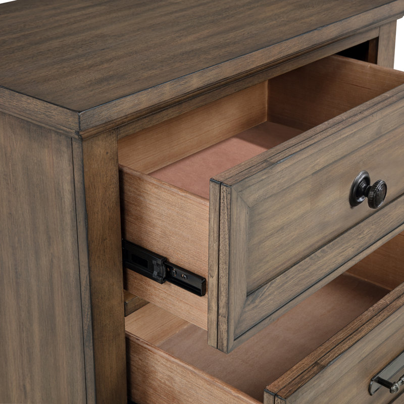 Gurkamal Wood 2-Drawer Nightstand, Brown