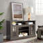 Meuble télé classique pour téléviseur de 65 po ou moins avec espace de rangement ouvert et fermé, noyer foncé / noir Classic-1634643120