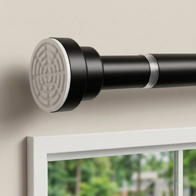 Tringle à ressort noire pour fenêtres, 30-63 pouces réglable extensible sans perceuse pour fenêtre, porte, salle de bain, placard