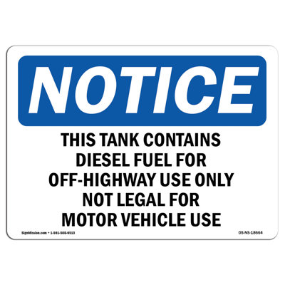 This Tank Contains Diesel Fuel for Off-Highway Sign