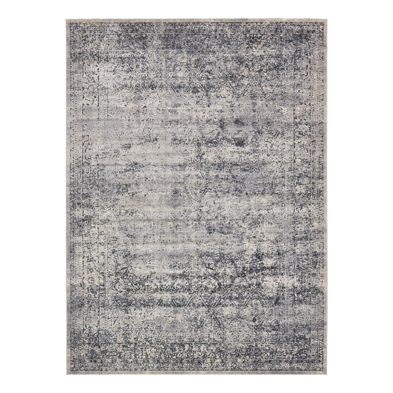 Tapis oriental bleu et gris Lanett, Rectangle 9 pi x 12 pi
