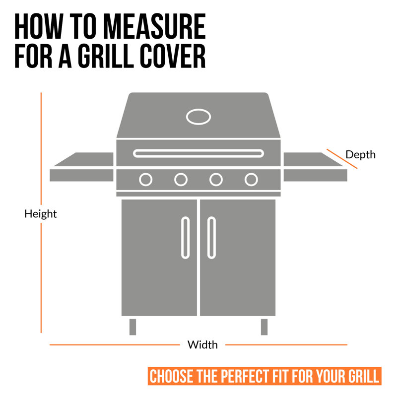 Weatherproof Heavy Duty BBQ Grill Cover, 64" W x 44" D x 24" H, Black