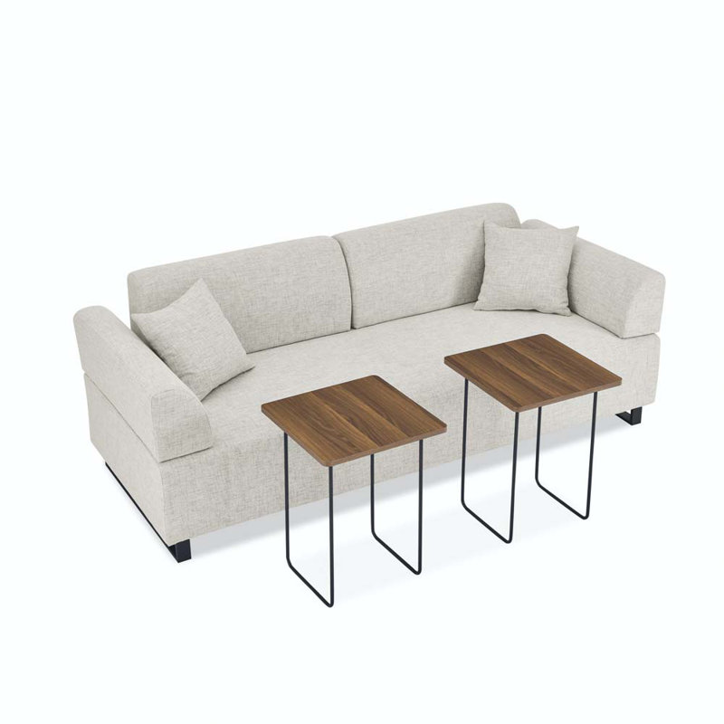 Canapé rembourré 86,36 po Konlan, Mélange de lin beige